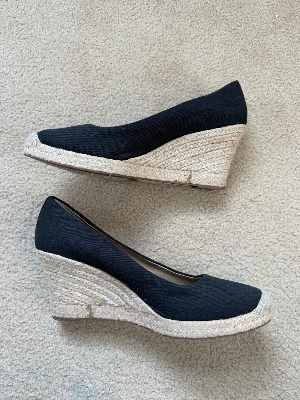 J.Crew Black Canvas Espadrille Wedge Pumps | Size 11